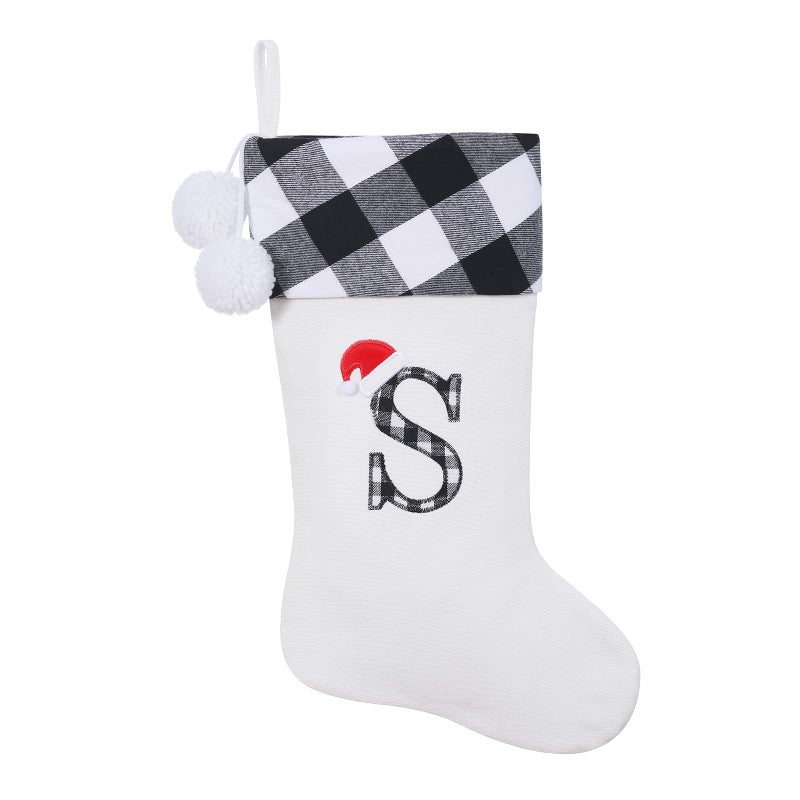 SIRIPHUM 20 Inches Initial Monogram Embroidered lettetr Christmas Stocking - Image 1